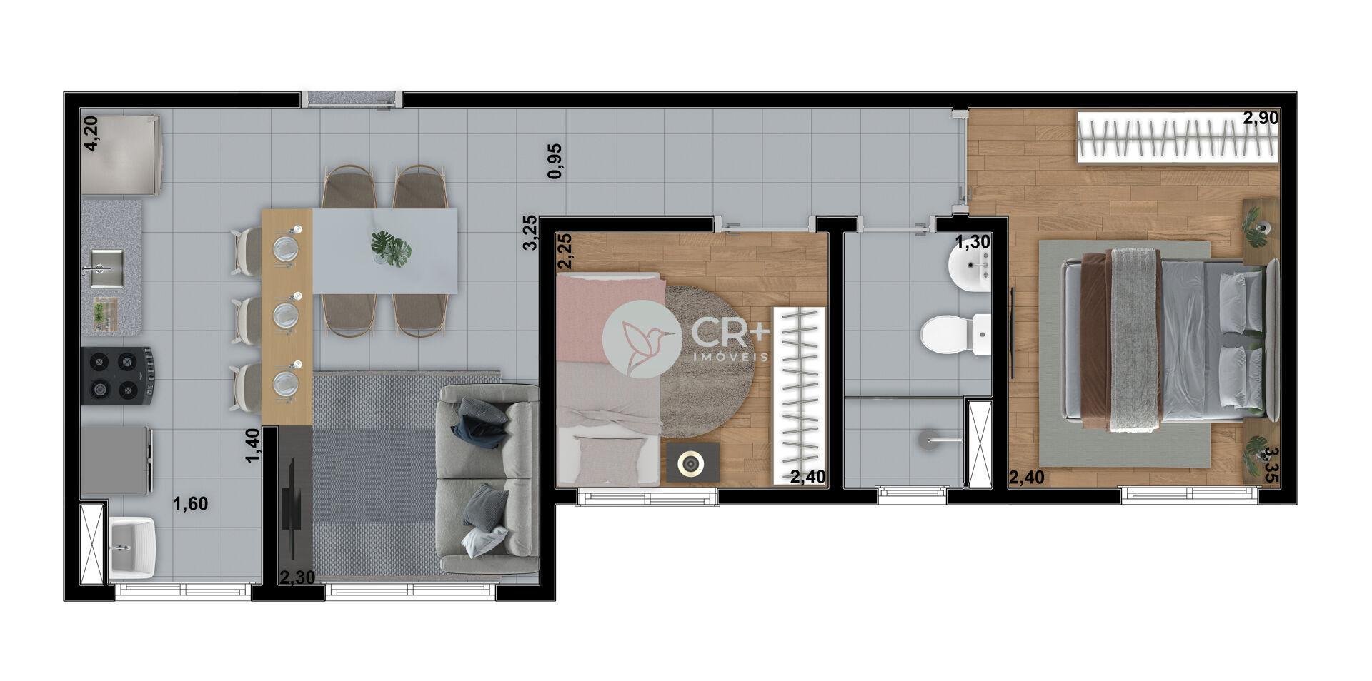 Apartamento à venda com 2 quartos, 43m² - Foto 3