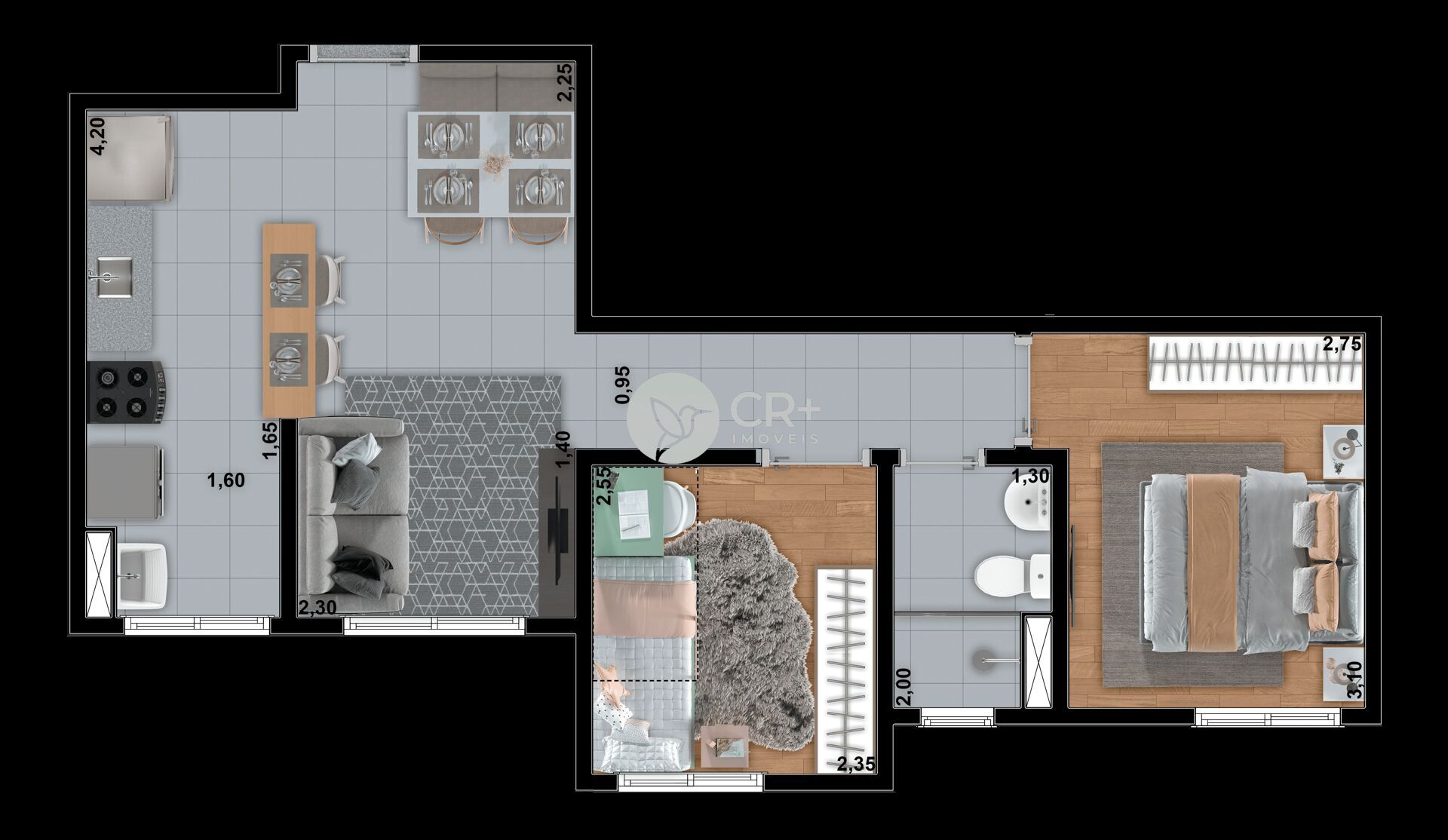 Apartamento à venda com 2 quartos, 42m² - Foto 3