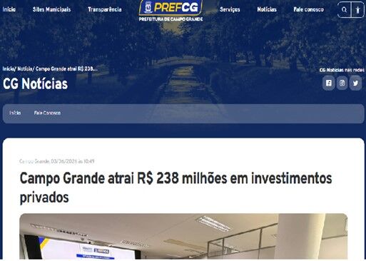 Campo Grande atrai R$ 238 milhões em investimentos privados.