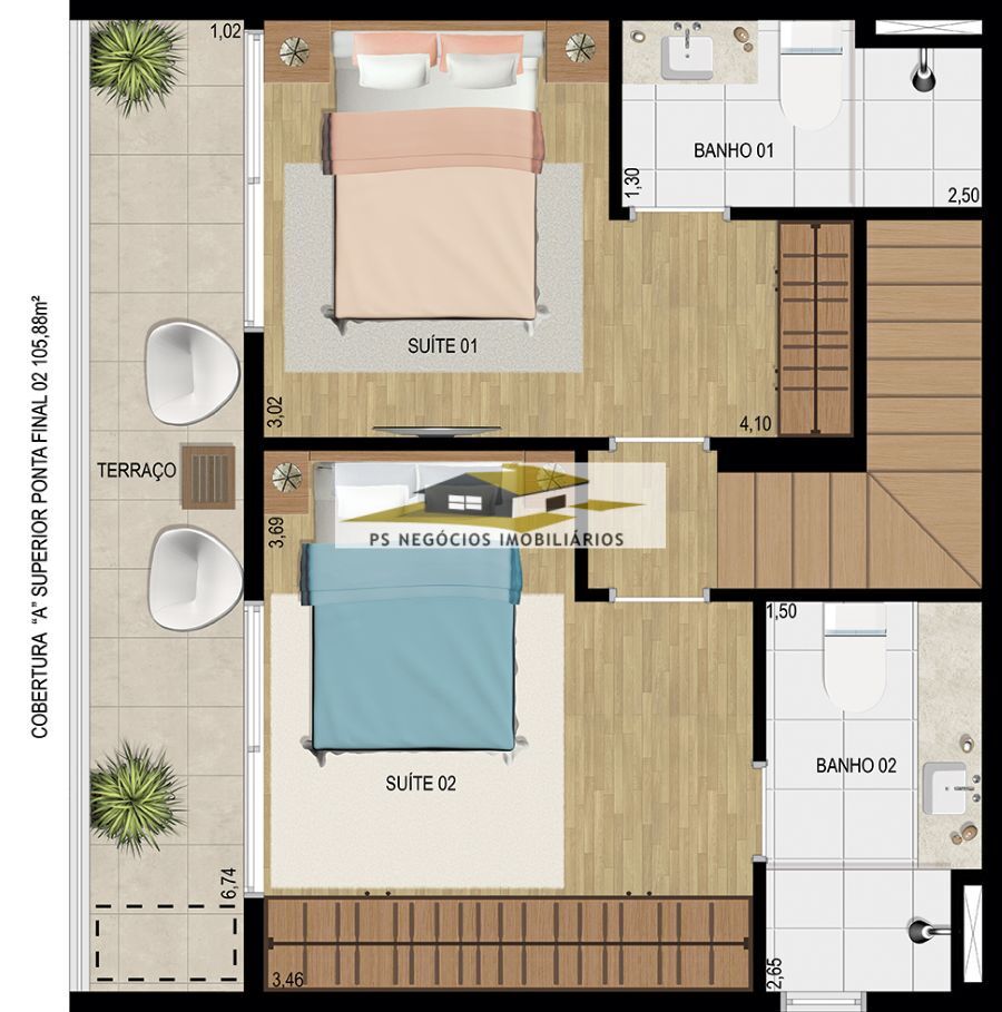 Cobertura à venda com 2 quartos, 105m² - Foto 2