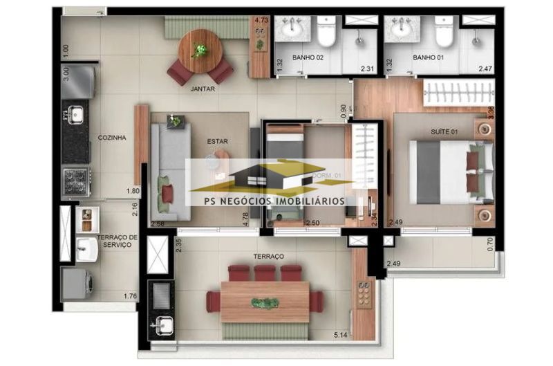 Apartamento, 2 quartos, 71 m² - Foto 1