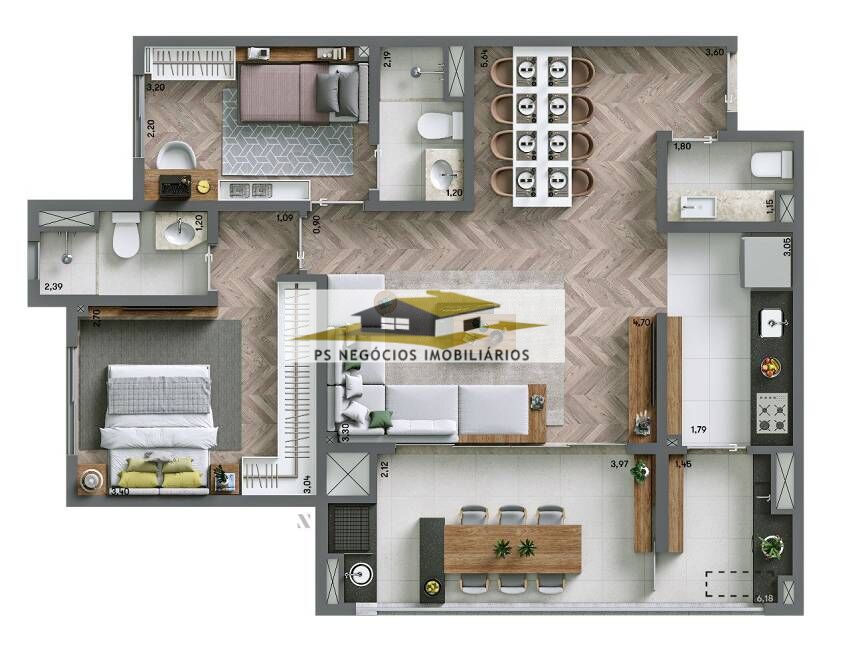 Apartamento à venda com 2 quartos, 58m² - Foto 3