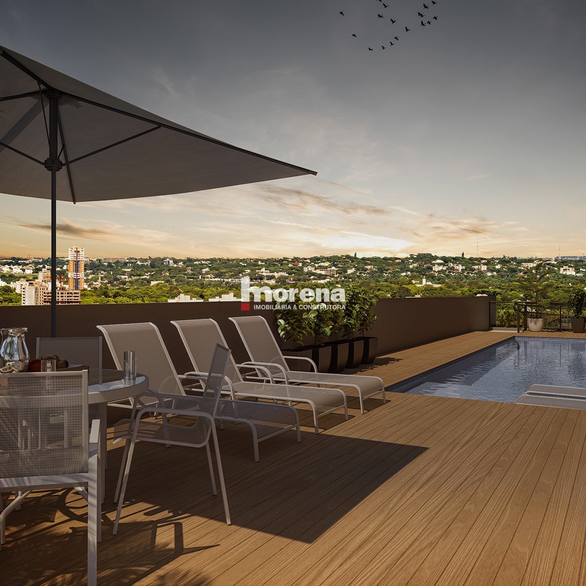 Deck com vista para o pôr do sol