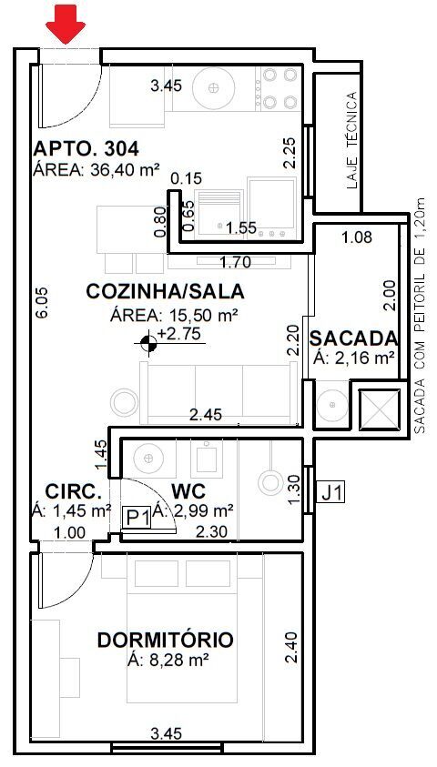 Apartamento, 1 quarto, 36 m² - Foto 7