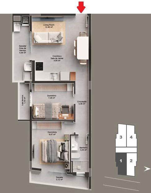 Apartamento à venda com 2 quartos, 56m² - Foto 9