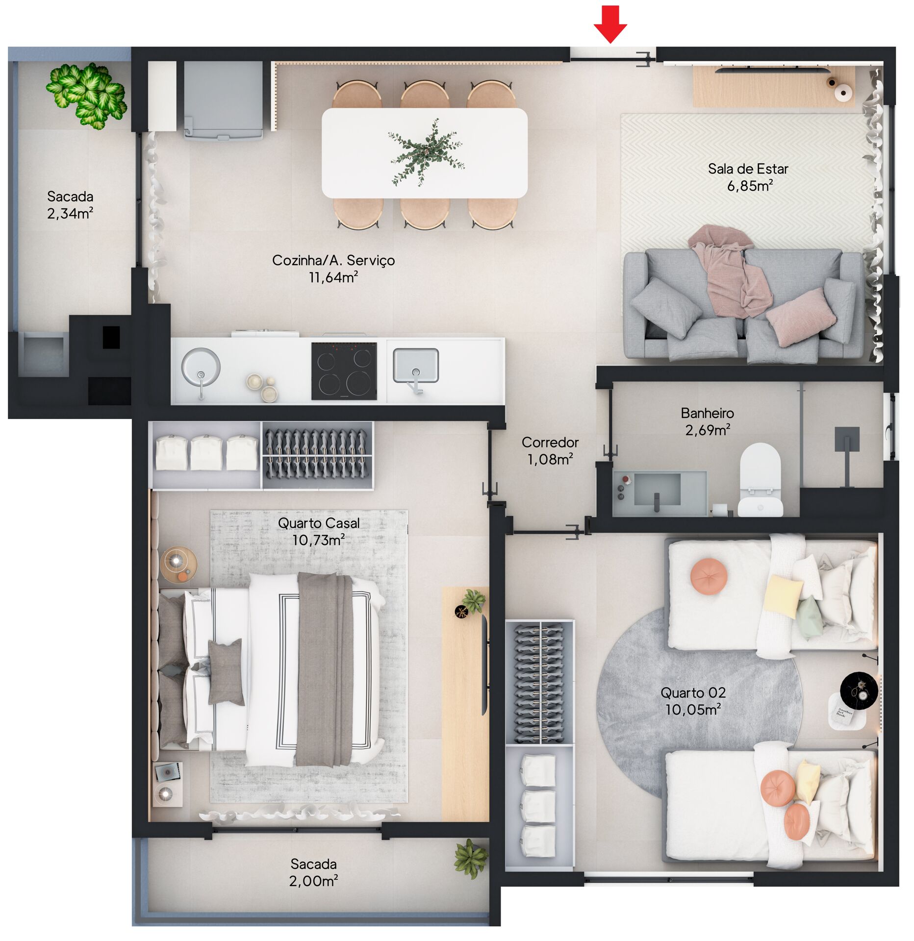 Apartamento à venda com 2 quartos, 56m² - Foto 9