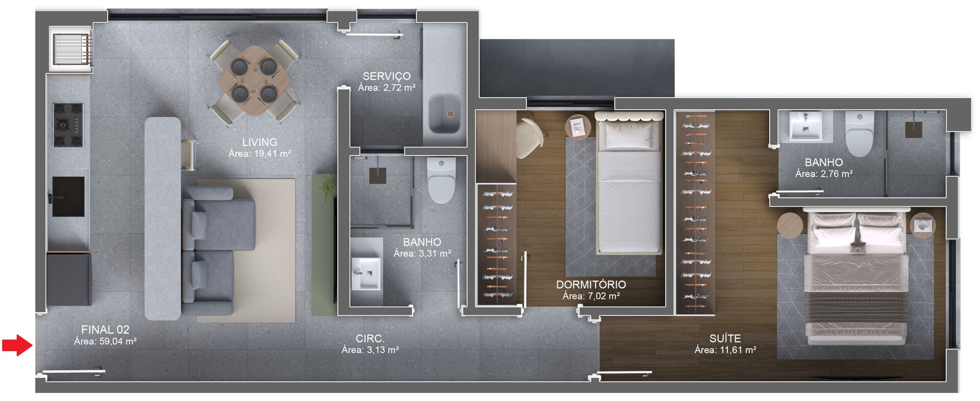 Apartamento, 2 quartos, 59 m² - Foto 10