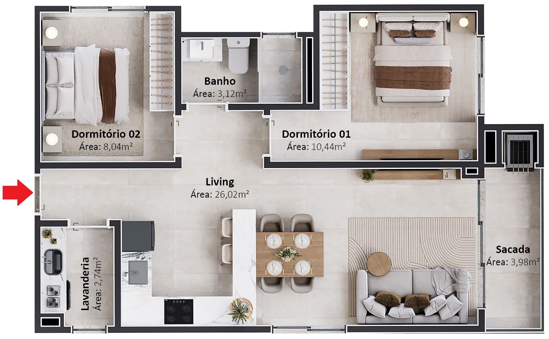 Apartamento, 2 quartos, 52 m² - Foto 6