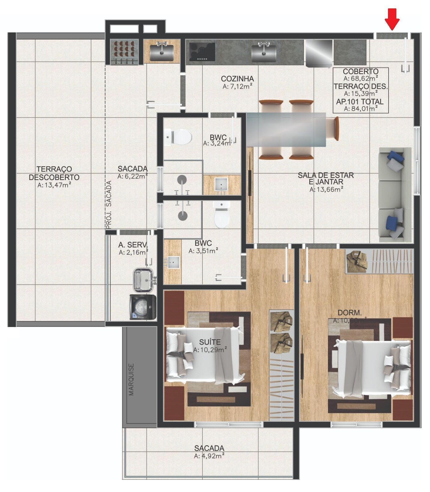 Apartamento, 2 quartos, 84 m² - Foto 15