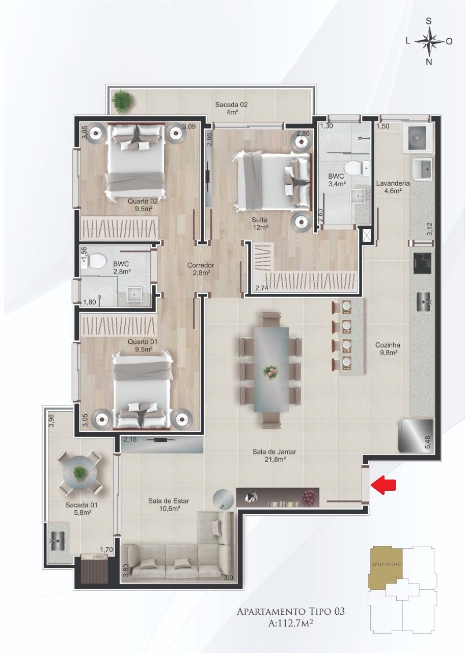 Apartamento à venda com 3 quartos, 112m² - Foto 6