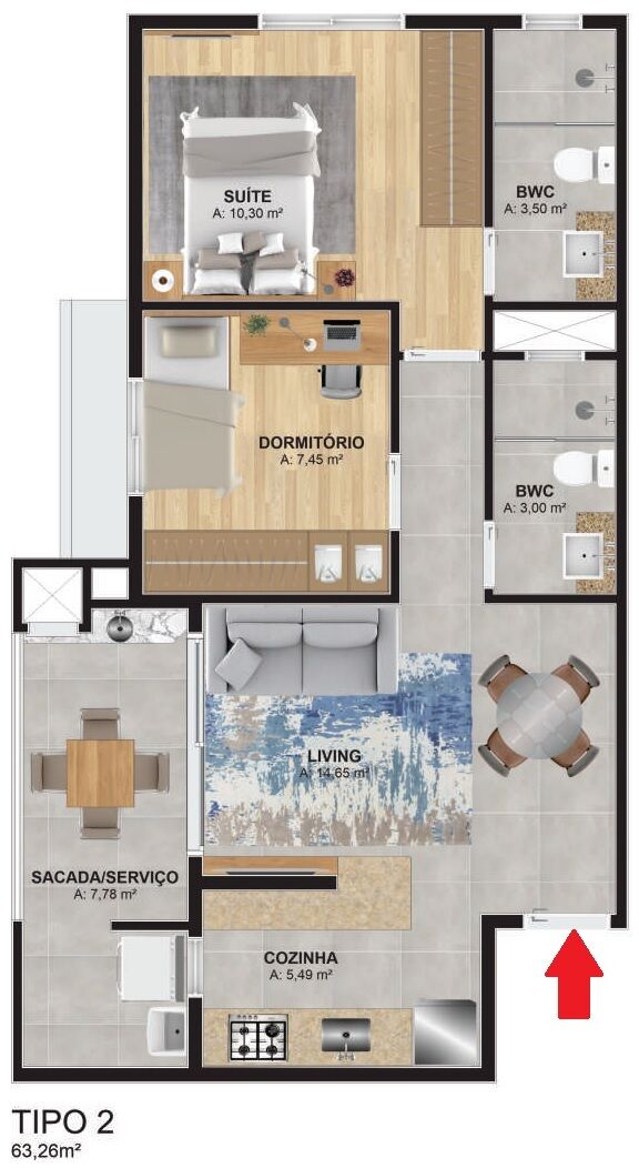 Apartamento à venda com 2 quartos, 63m² - Foto 9