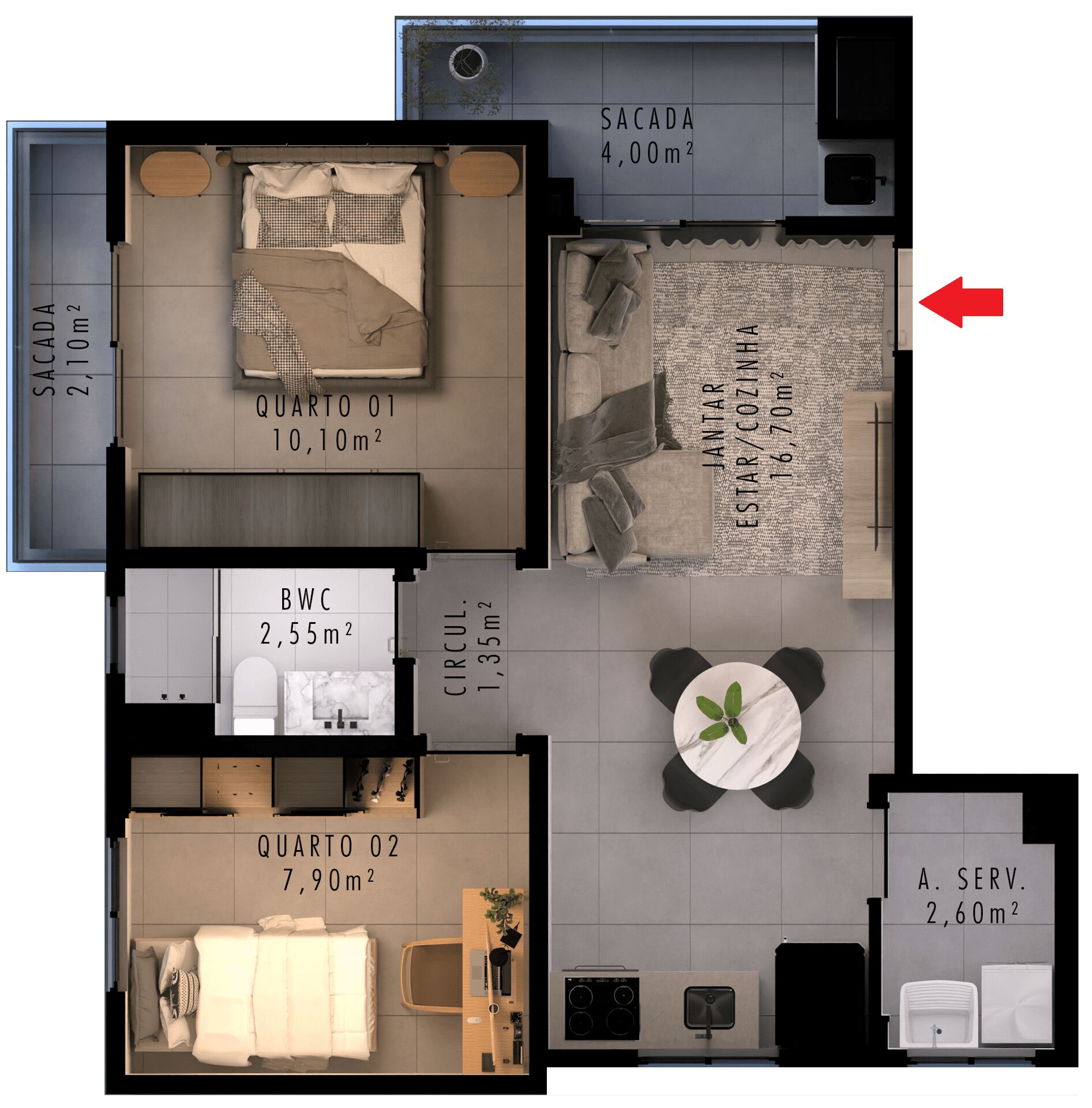 Apartamento à venda com 2 quartos, 56m² - Foto 7