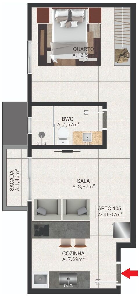 Apartamento à venda com 1 quarto, 40m² - Foto 9