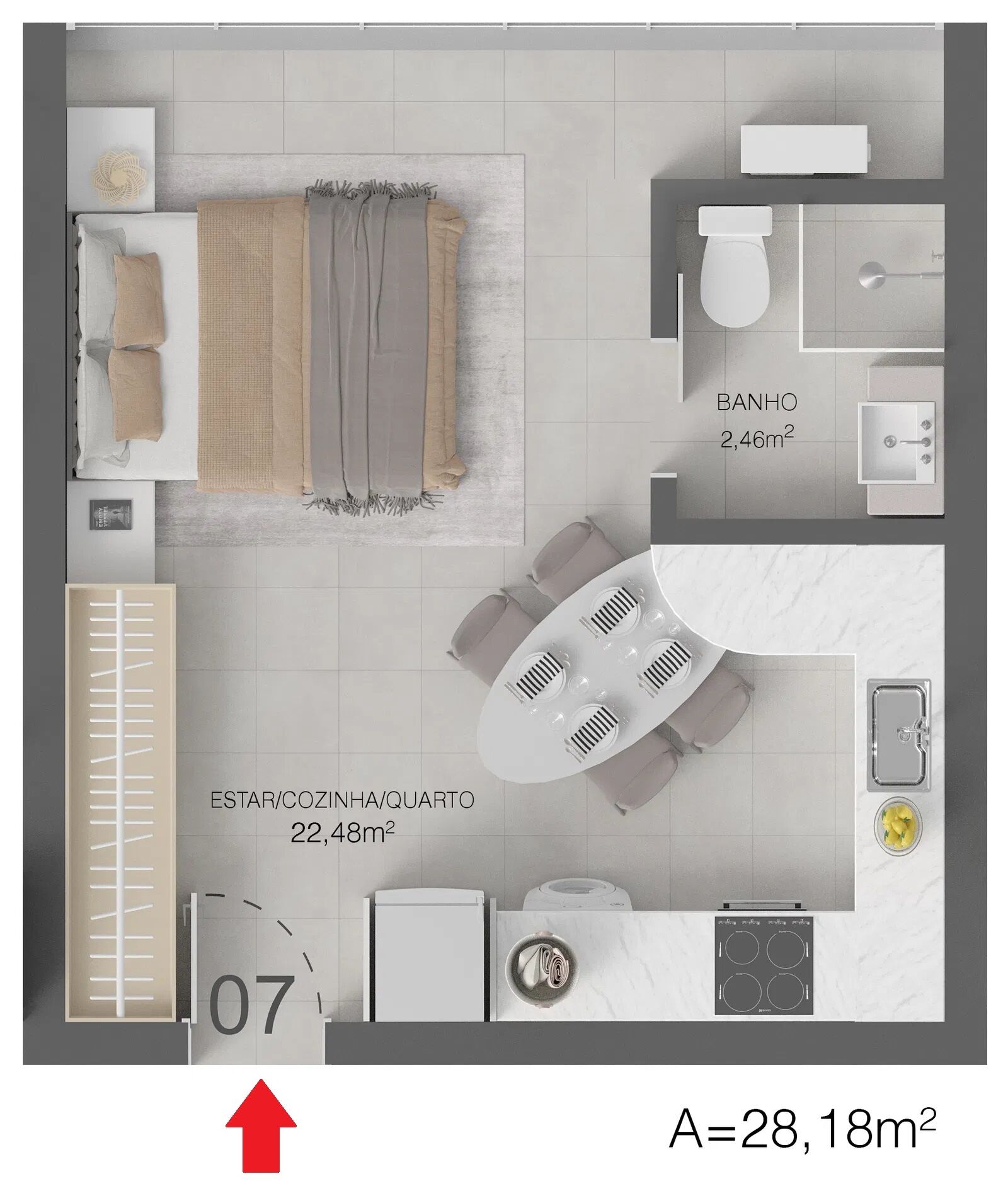 Apartamento à venda com 1 quarto, 28m² - Foto 7