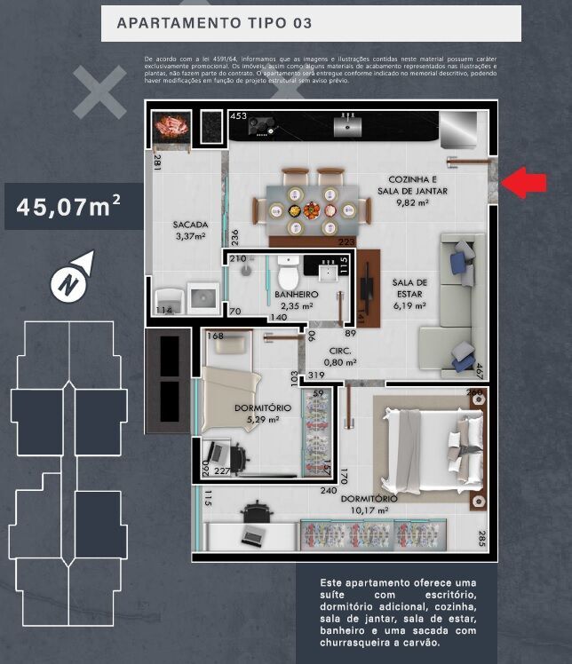 Apartamento, 2 quartos, 45 m² - Foto 8