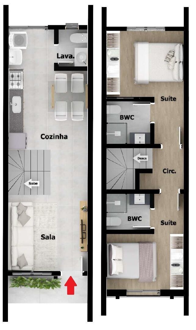Sobrado, 2 quartos, 68 m² - Foto 5