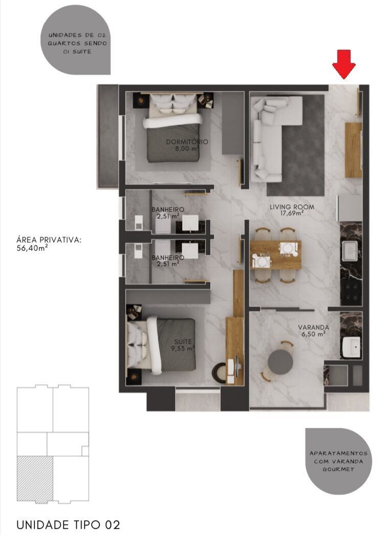 Apartamento, 2 quartos, 56 m² - Foto 12