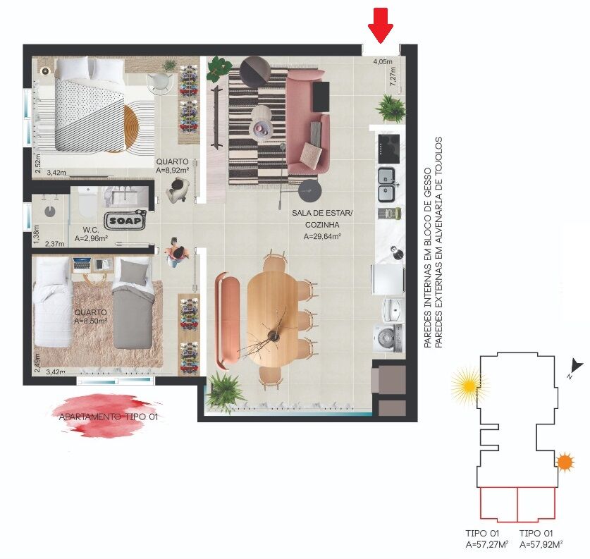 Apartamento à venda com 2 quartos, 57m² - Foto 11