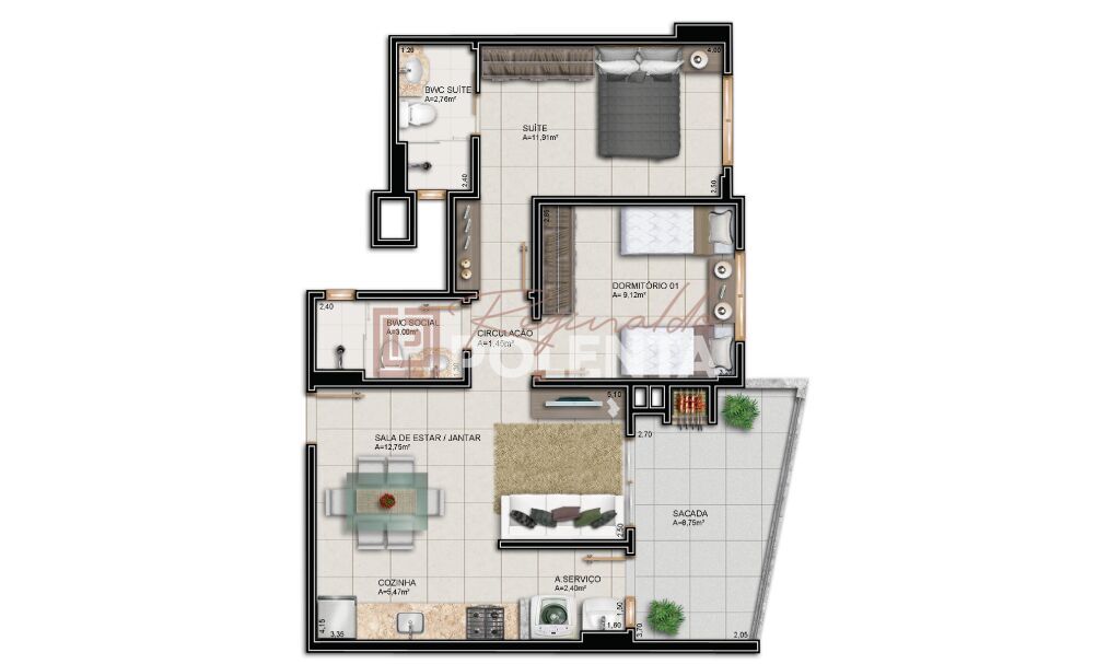 Apartamento à venda com 2 quartos, 69m² - Foto 6