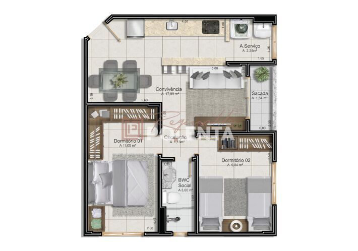Apartamento à venda com 2 quartos, 52m² - Foto 11