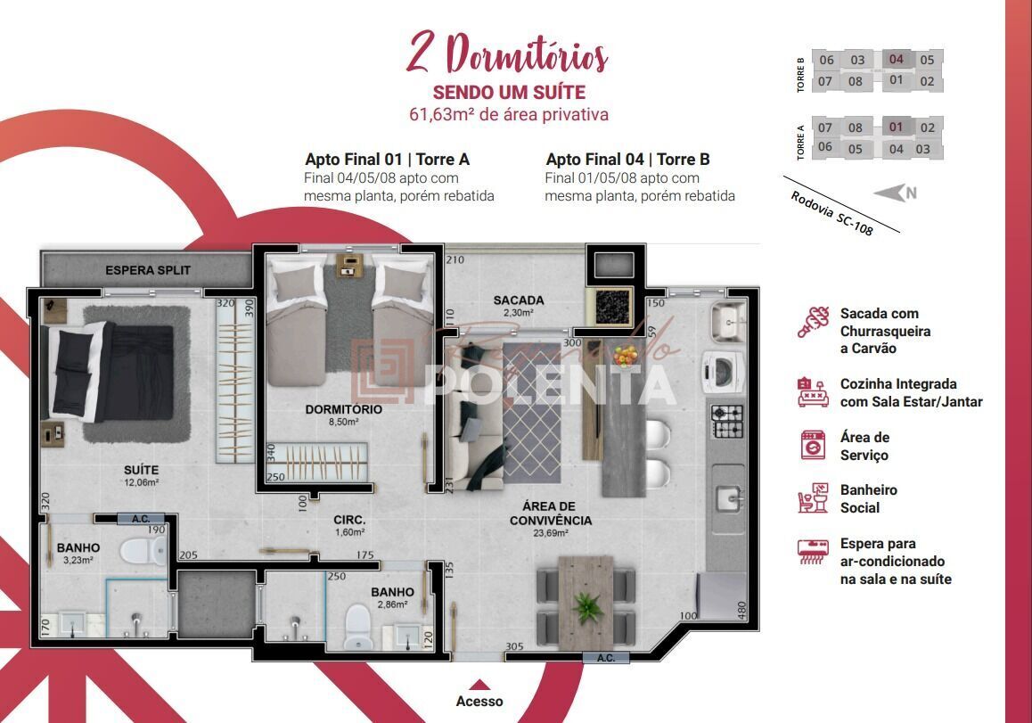 Apartamento, 2 quartos, 56 m² - Foto 13