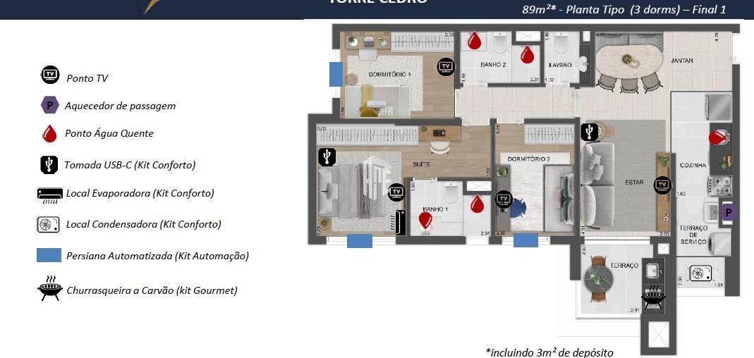 Apartamento, 3 quartos, 79 m² - Foto 79