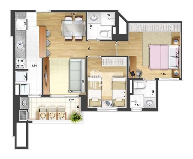 Apartamento, 2 quartos, 59 m² - Foto 7