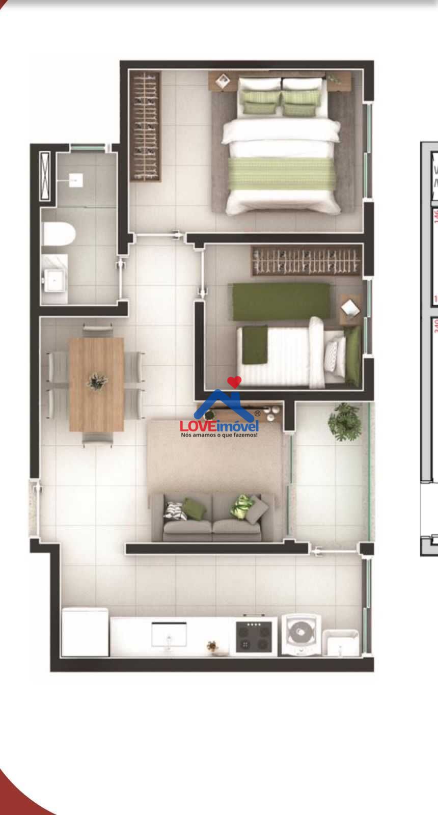 Apartamento à venda com 2 quartos, 44m² - Foto 3