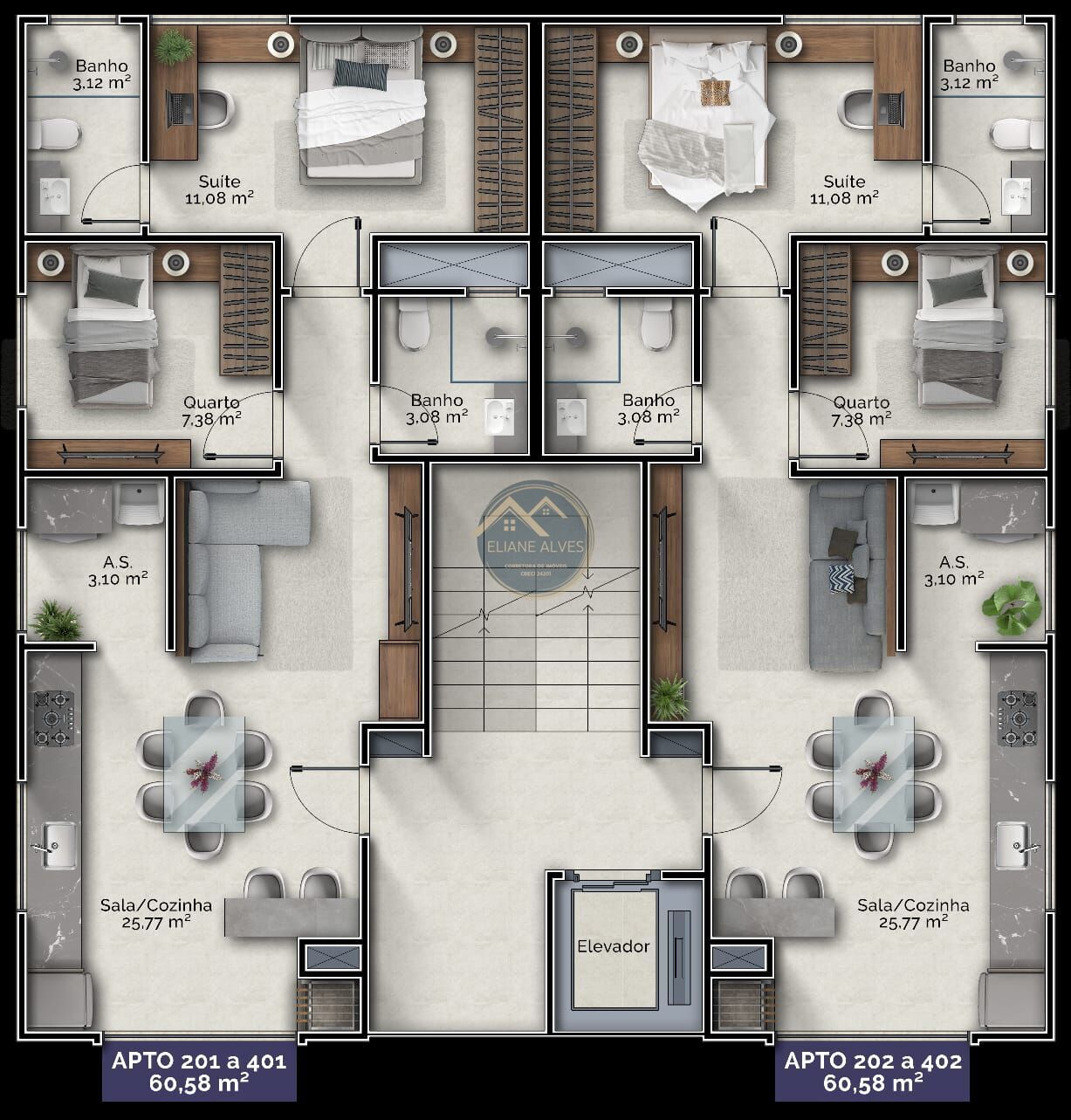 Apartamento à venda com 2 quartos, 61m² - Foto 2
