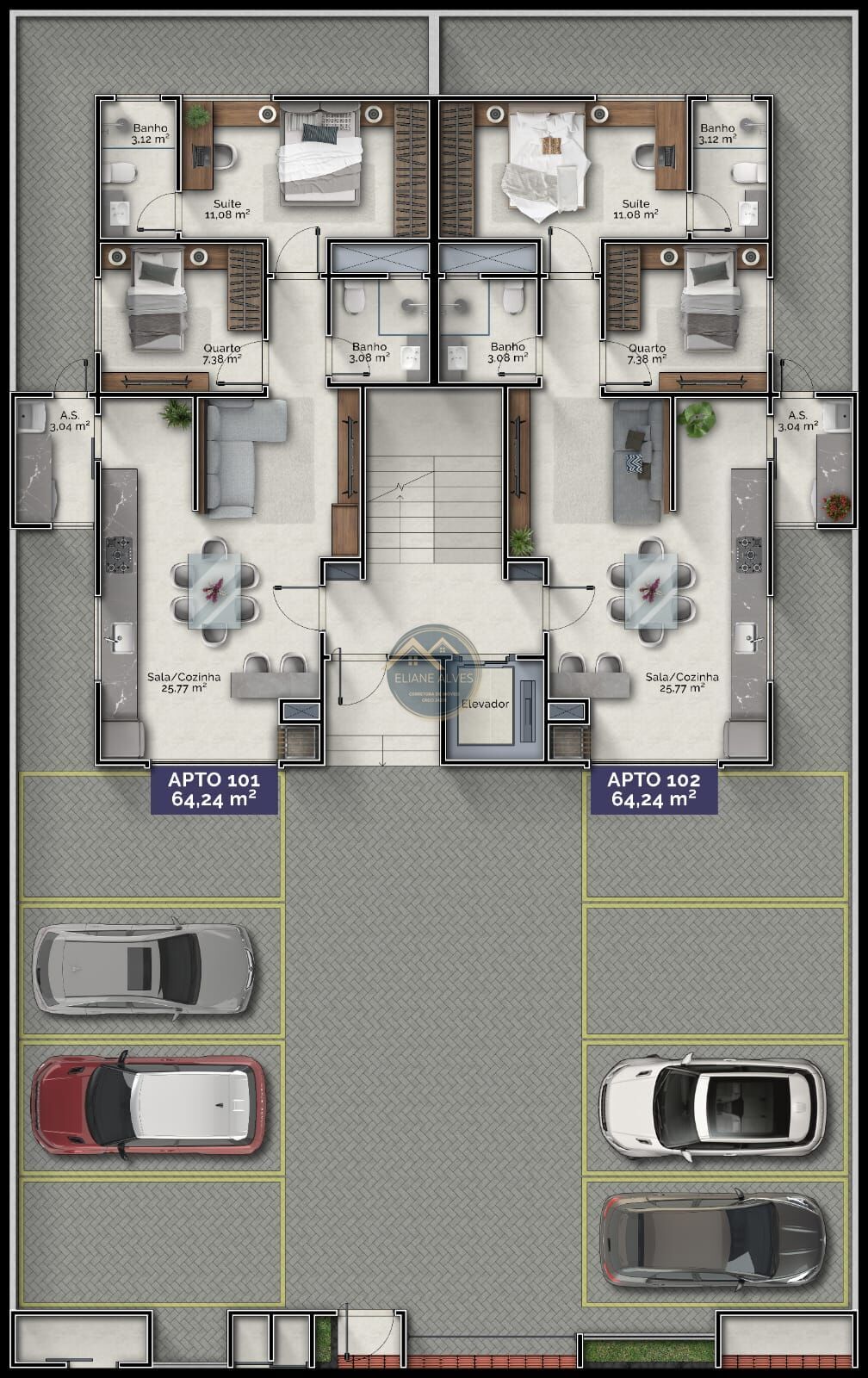Apartamento à venda com 2 quartos, 61m² - Foto 3
