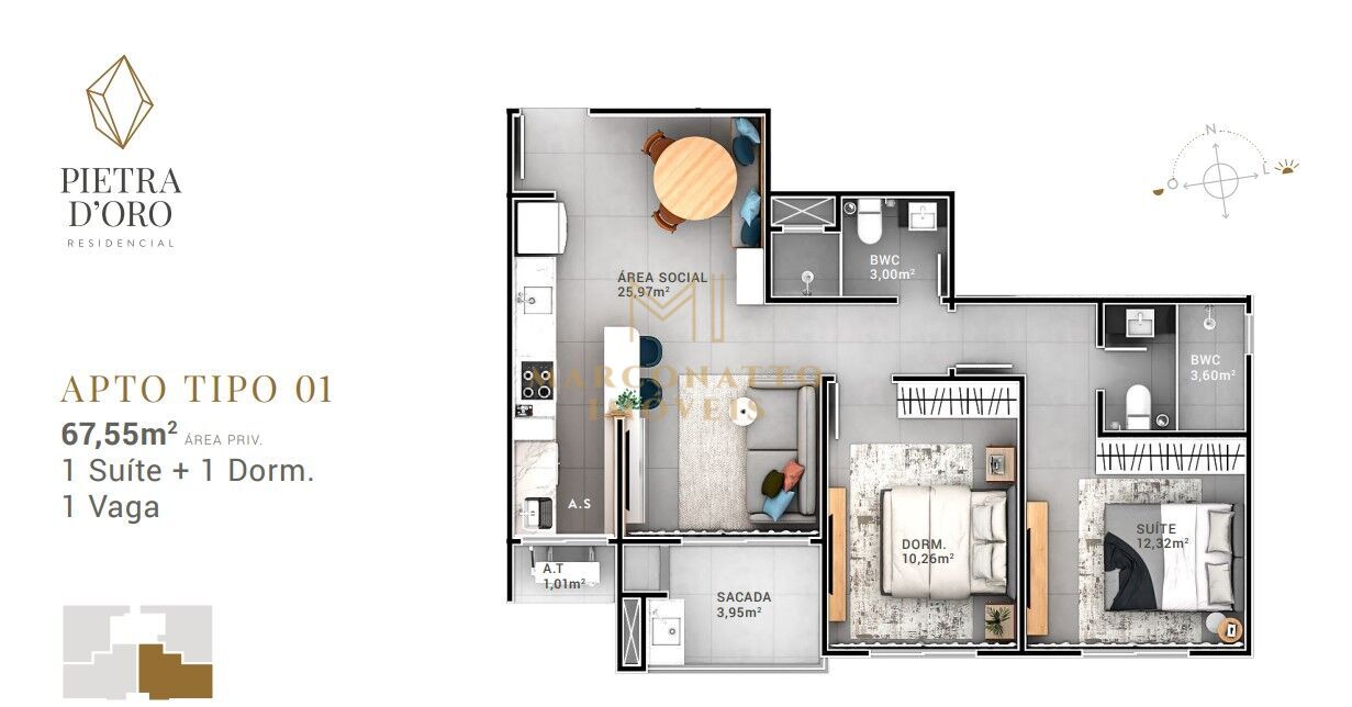 Apartamento à venda com 2 quartos, 67m² - Foto 12