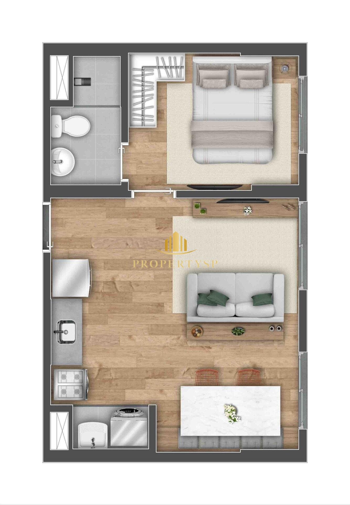 Apartamento à venda com 1 quarto, 34m² - Foto 2