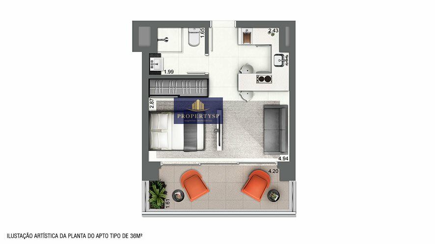 Apartamento à venda com 1 quarto, 36m² - Foto 14