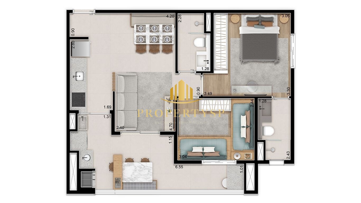 Apartamento à venda com 2 quartos, 63m² - Foto 3