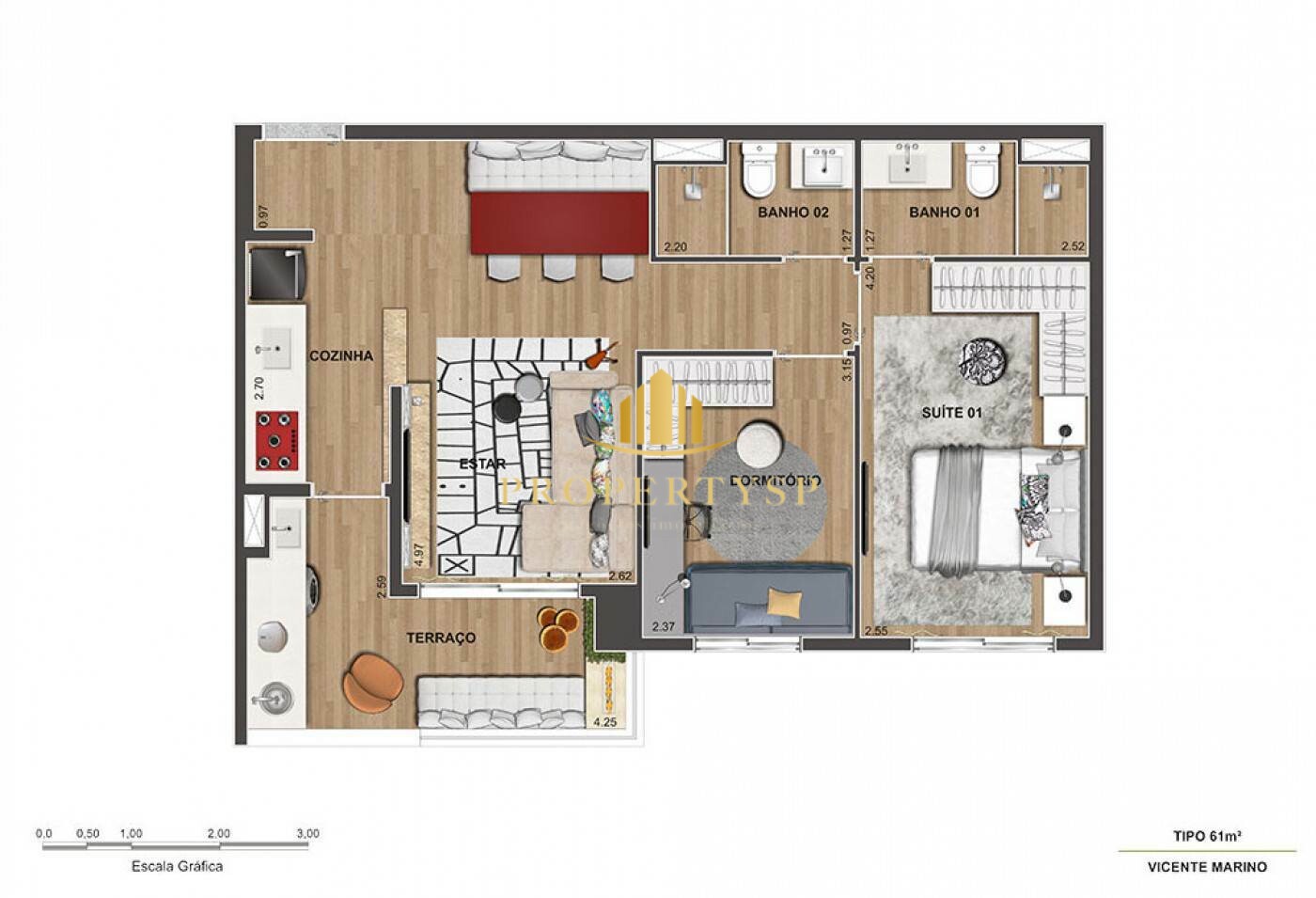 Apartamento à venda com 2 quartos, 58m² - Foto 3