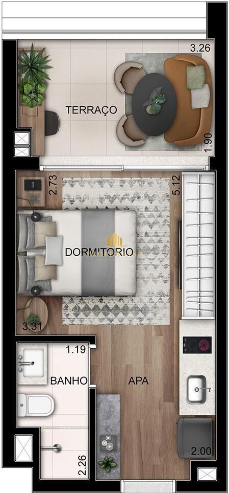 Apartamento à venda com 1 quarto, 27m² - Foto 3