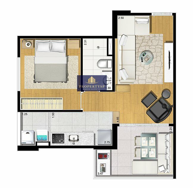 Apartamento à venda com 1 quarto, 43m² - Foto 4