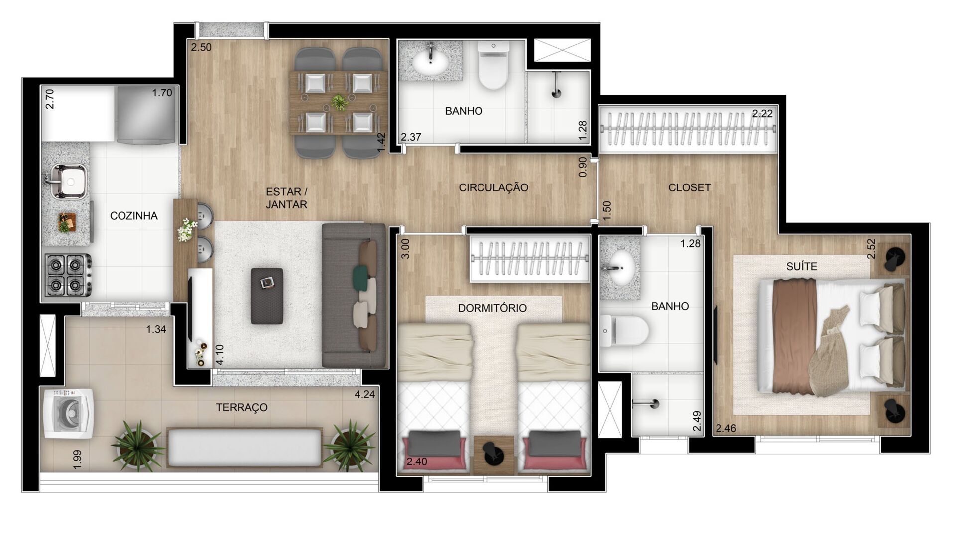 Apartamento à venda com 2 quartos, 55m² - Foto 3