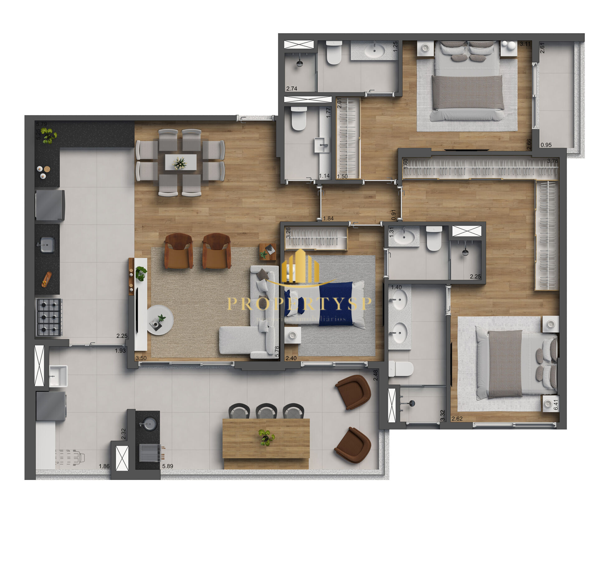 Apartamento à venda com 3 quartos, 122m² - Foto 2