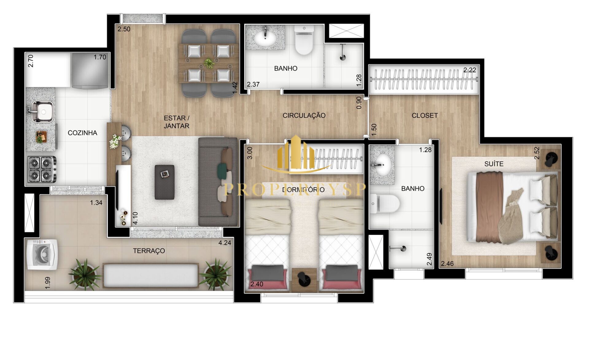 Apartamento à venda com 2 quartos, 55m² - Foto 3