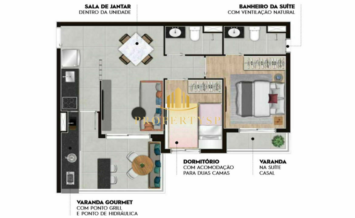 Apartamento à venda com 2 quartos, 62m² - Foto 2