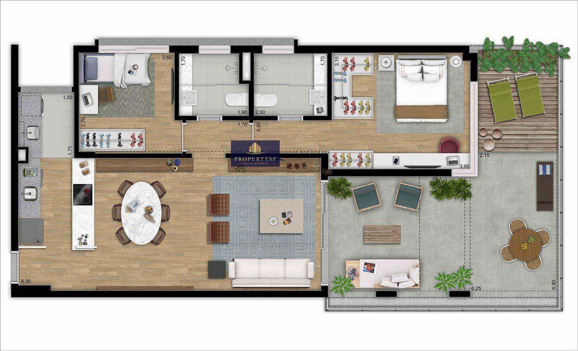 Apartamento à venda com 2 quartos, 105m² - Foto 3