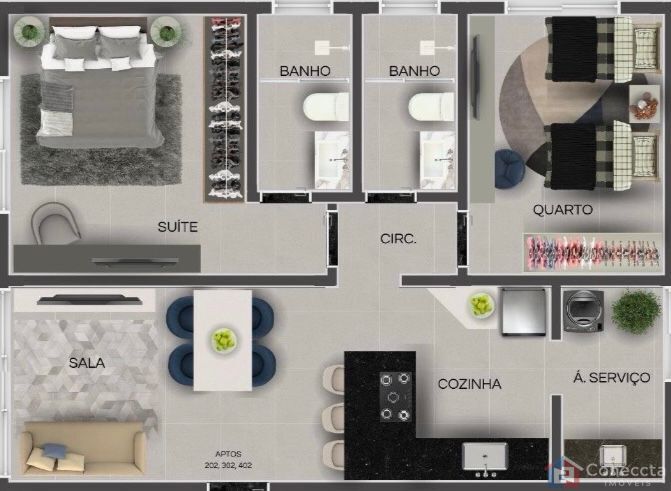 Apartamento, 2 quartos, 63 m² - Foto 2