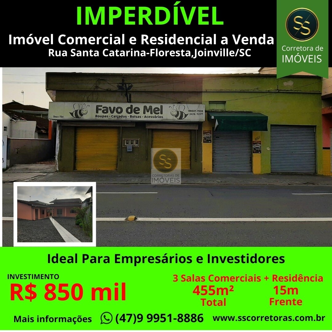 Sala Comercial de 3 quartos, 11m² no bairro Floresta, em Joinville | Eu Corretor