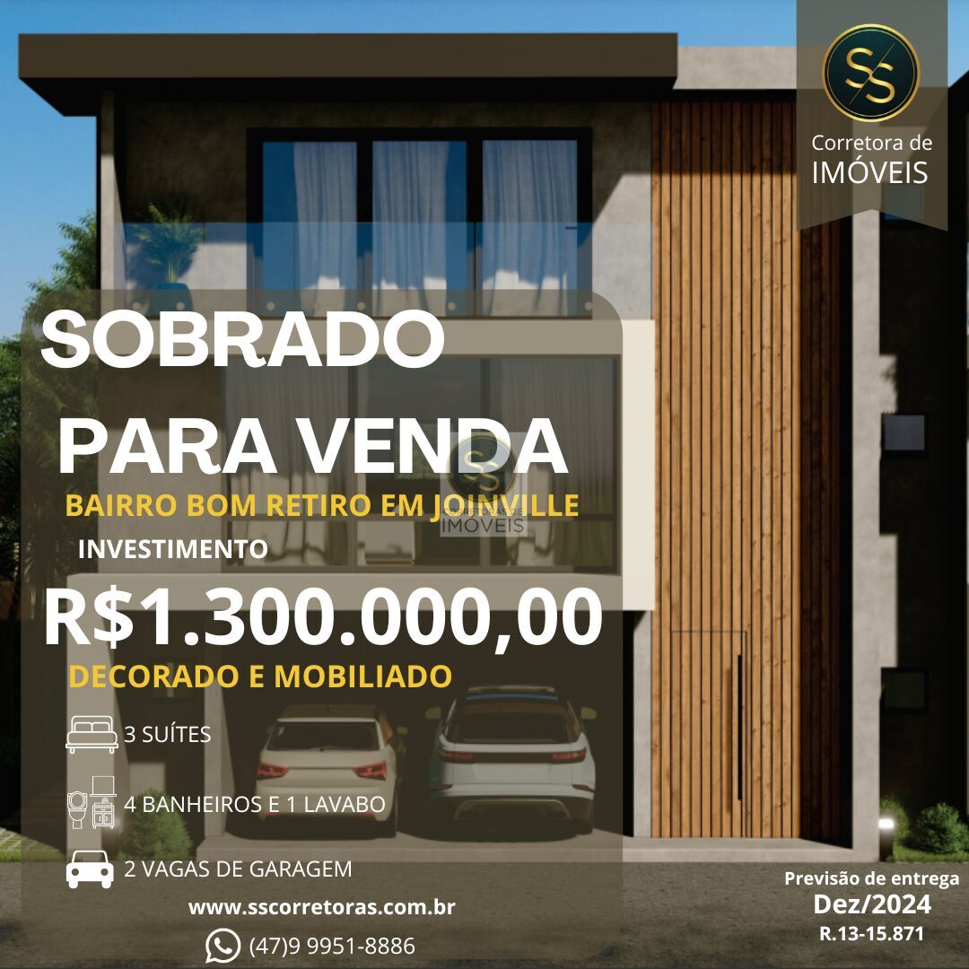 Sobrado de 3 quartos, 163m² no bairro Bom Retiro, em Joinville | Eu Corretor