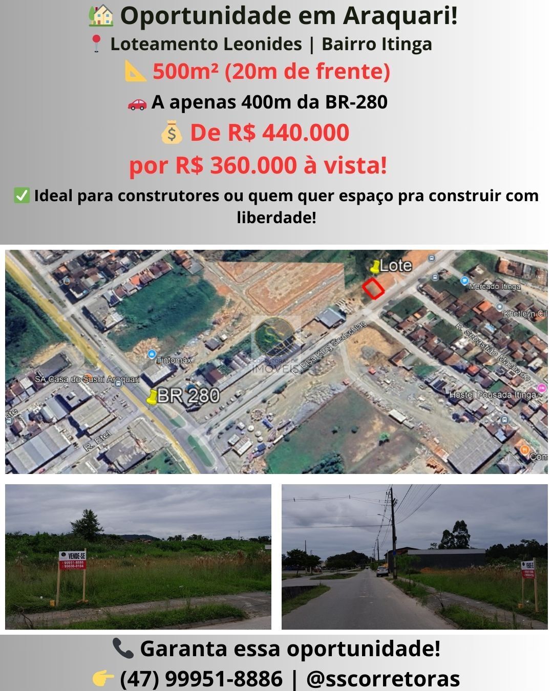 Lote/Terreno de 500m² no bairro Itinga, em Araquari | Eu Corretor
