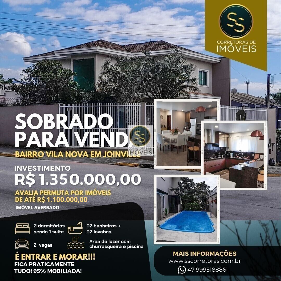 Sobrado de 3 quartos, 250m² no bairro Vila Nova, em Joinville | Eu Corretor