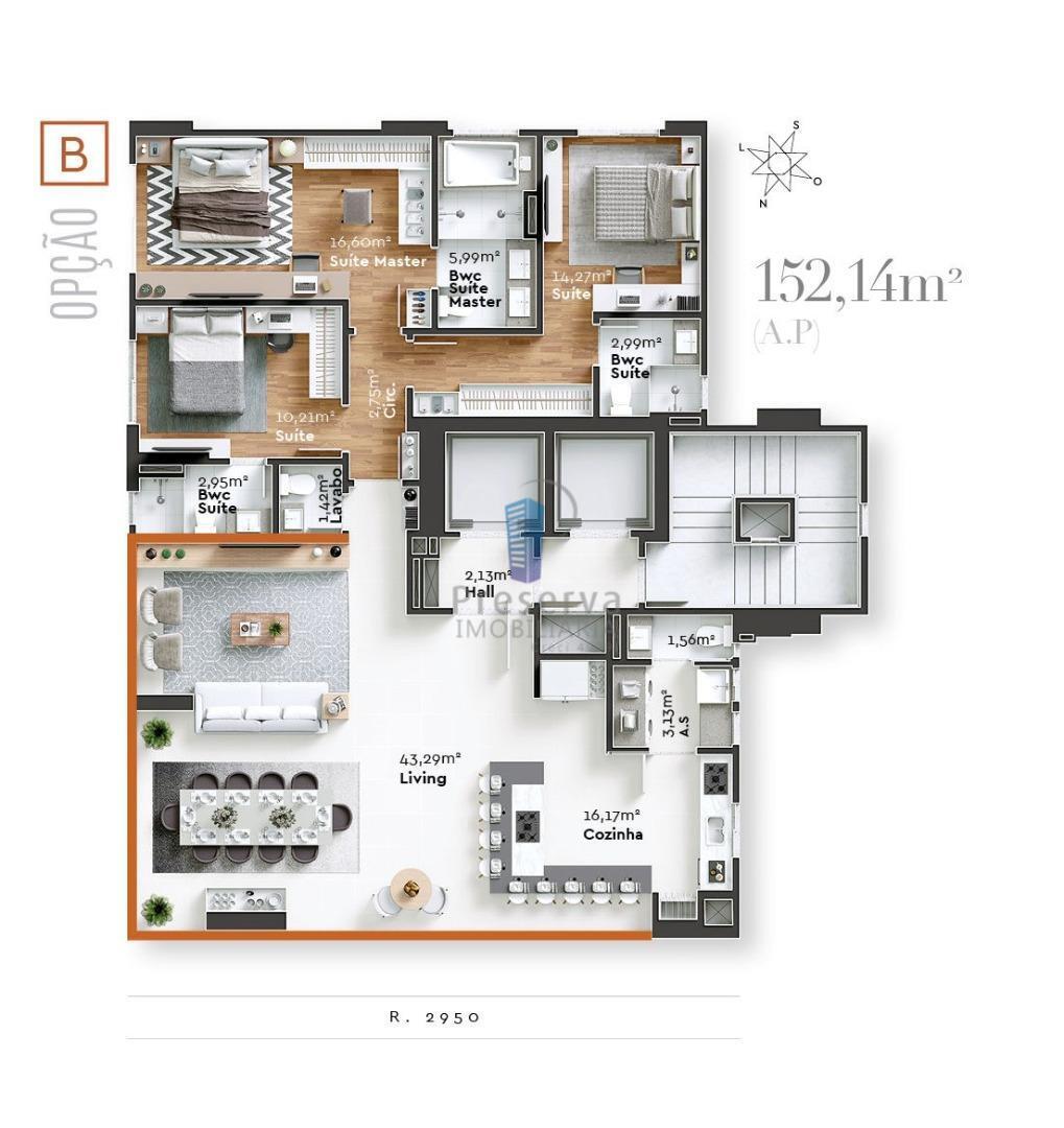 Apartamento à venda com 4 quartos, 152m² - Foto 4