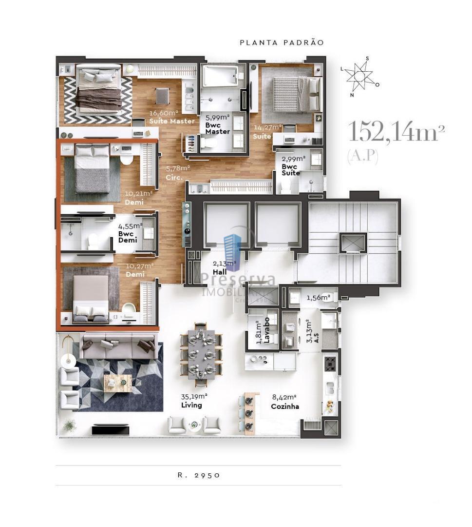 Apartamento à venda com 4 quartos, 152m² - Foto 3