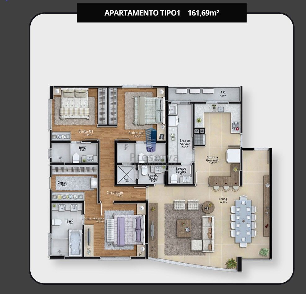 Apartamento à venda com 3 quartos, 162m² - Foto 2